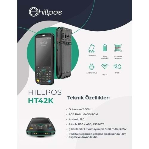 HILLPOS HT42 AND.11 4GB 64GB (EL TERMİNALİ)
