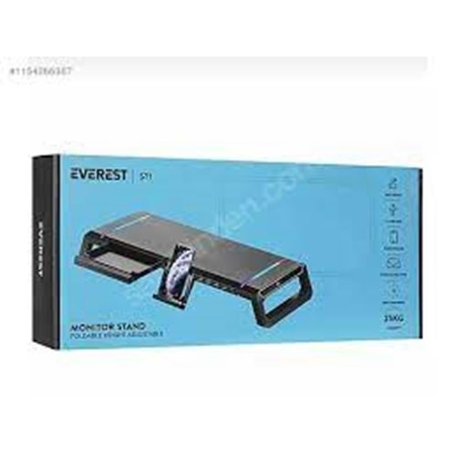 EVEREST ST1 4 USB HUB RGB IŞIKLI KATLANABİLİR YÜKSEKLİK AYARLI SİYAH MONITÖR STAND