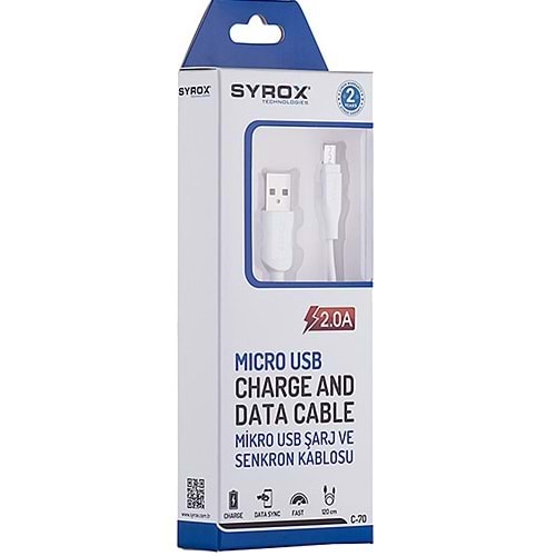 *SYROX MICRO USB KABLO 2.0A C70
